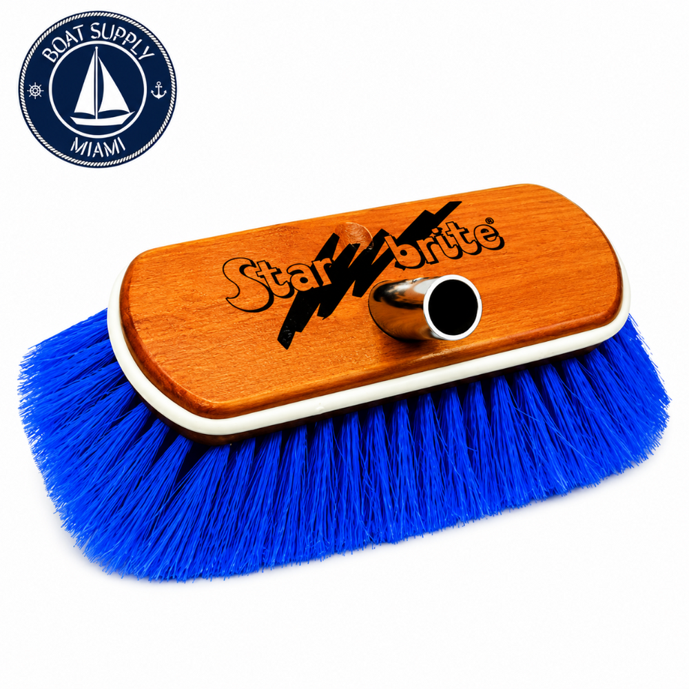 Star Brite 040171 8 in Synthetic Wood Block Brush with Bumper 8 in Medium Blue Medium bristles, Blue | Cepillo de Bloque de Madera Sintética de 8 pulgadas con Bumper 8 in Medium Blue Star Brite 040171