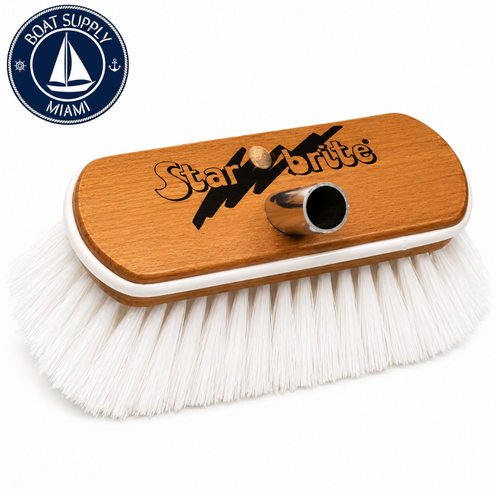 Star Brite 040172 8 in Synthetic Wood Block Brush with Bumper 8 in Stiff White | Cepillo de Bloque de Madera Sintética de 8 pulgadas con Bumper 8 in Stiff White Star Brite 040172