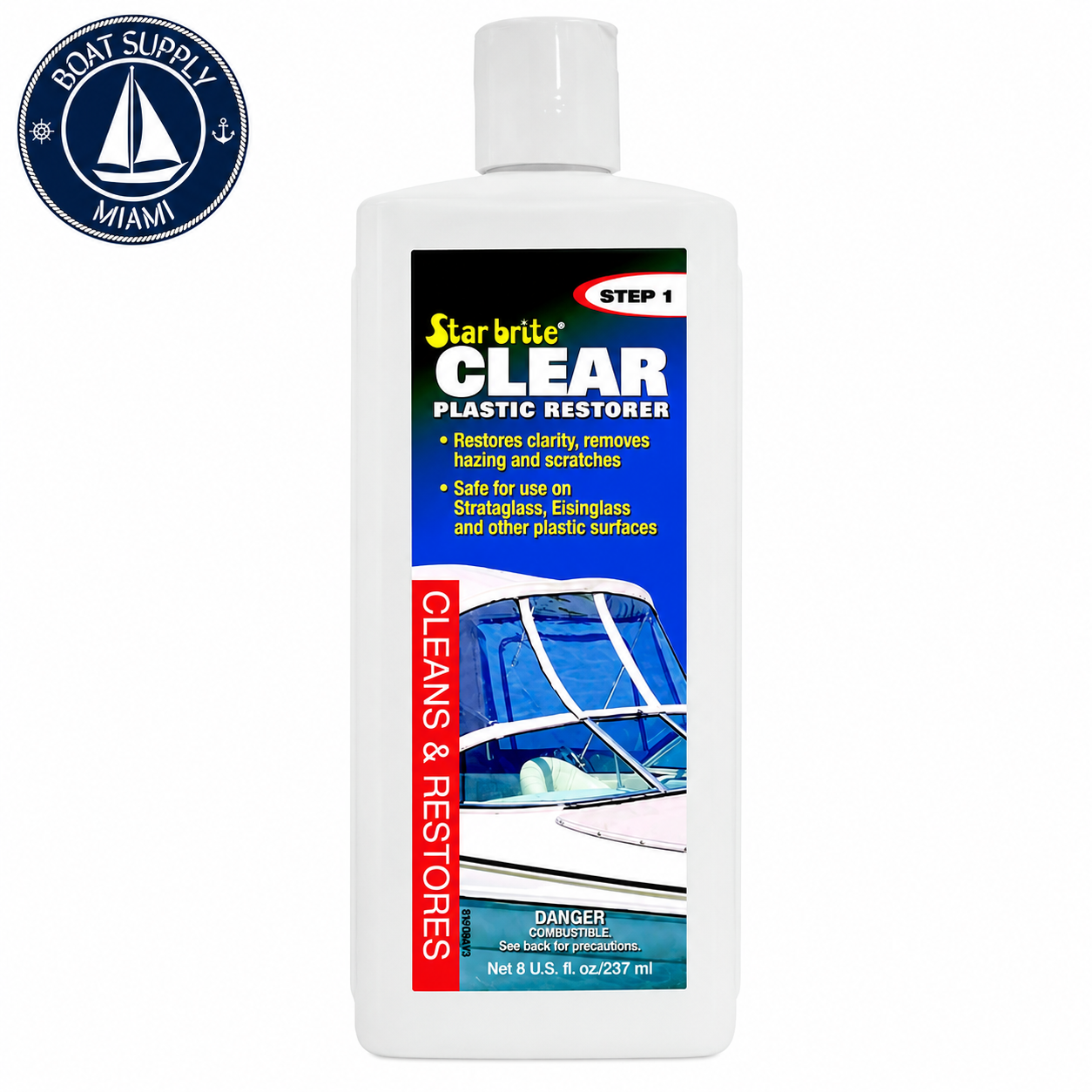 Star Brite 087208 Clear Plastic Restorer 8 oz | Restaurador de Plástico Transparente Star Brite 087208 8 oz