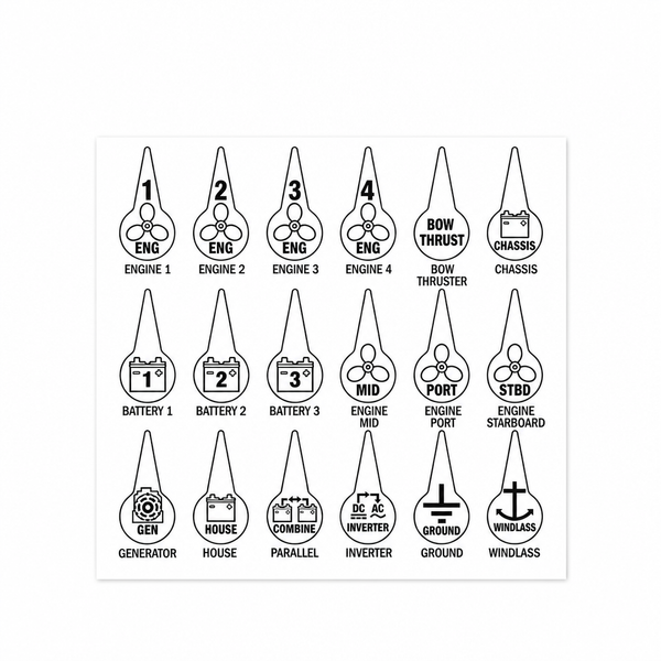 Blue Sea 7902 Battery Switch Icon Label Kit - Product View