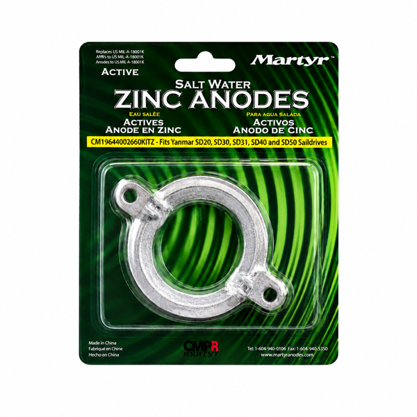 Martyr AP19644002660KITZ Zinc Yanmar Saildrive Split Ring Anode Kit - Product View
