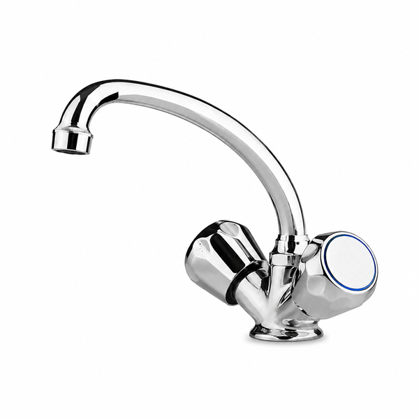 Scandvik 10438P Chrome Plated Brass Galley Mixer With High-Reach Swivel Spout, Standard Knob - Product View