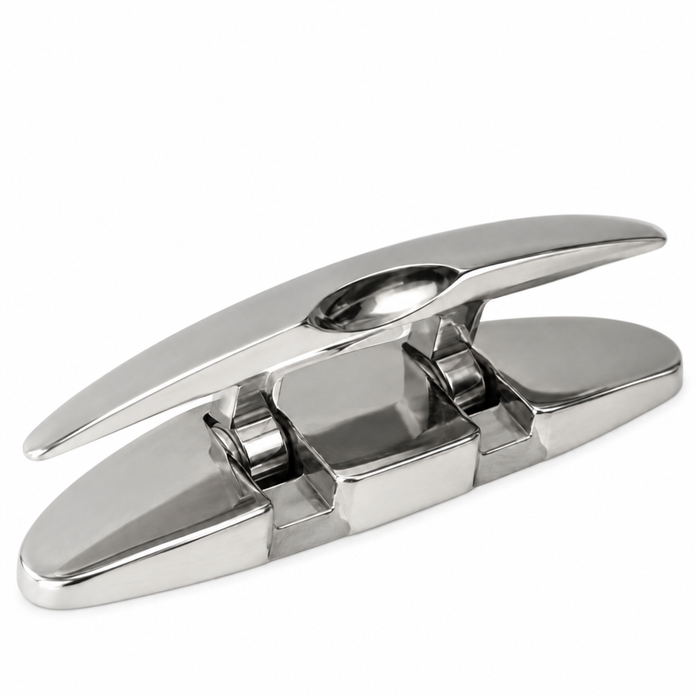 Sea-Dog 041115-1 Oval Folding Cleat 5" 316 Stainless Steel, Hidden Hex Bolts - Product View