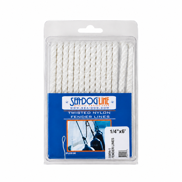 Sea-Dog 301106006WH-1 Twisted Nylon Fender Line 2-Pack 1/4 in x 6 ft White - Product View