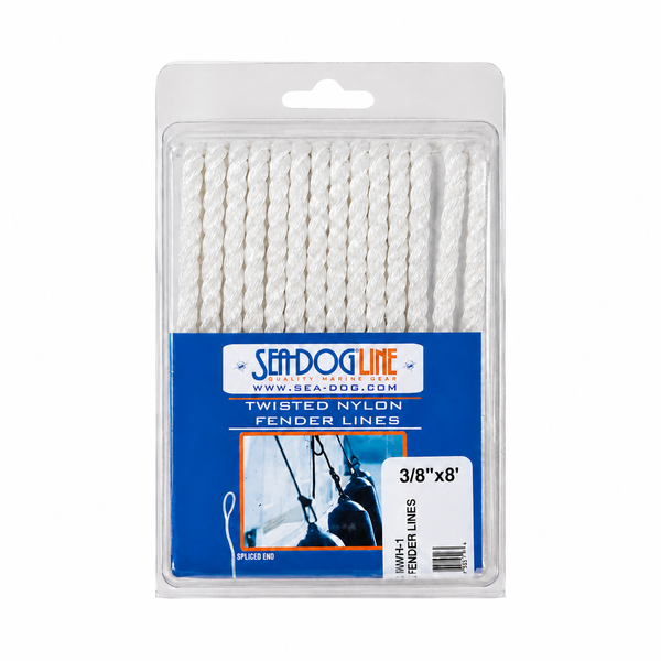 Sea-Dog 301106008WH-1 Twisted Nylon Fender Line 2-Pack 3/8 in x 8 ft White - Product View