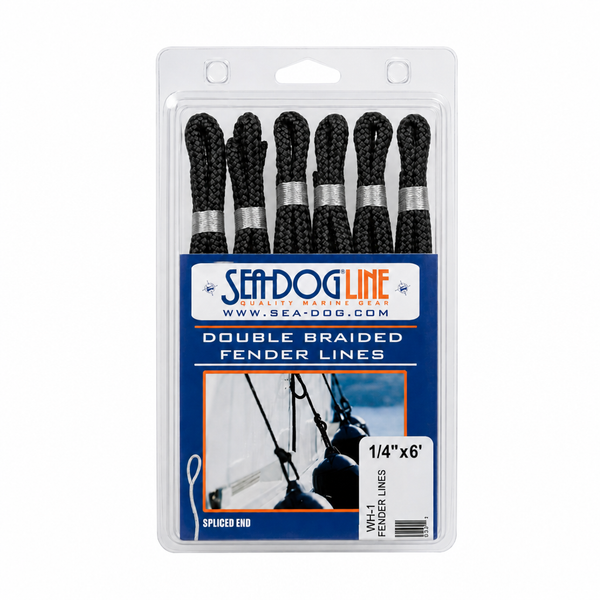 Sea-Dog 302106006BK-1 Double Braided Nylon Fender Line 2-Pack 1/4" x 6' Black - Product View