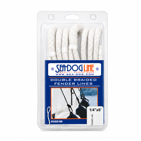 Sea-Dog 302106006WH-1 Double Braided Nylon Dock Line 2-Pack 1/4 in x 6 ft White - Product View