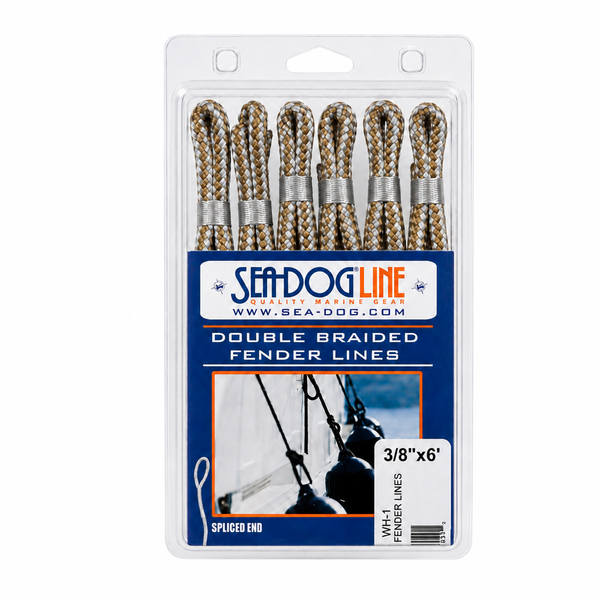 Sea-Dog 302110006G/W-1 Double Braided Nylon Dock Line 2-Pack 3/8 in x 6 ft Gold/White - Product View