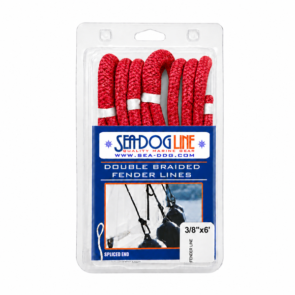 Sea-Dog 302110006RD-1 Double Braided Nylon Fender Line 2-Pack 3/8 in x 6 ft Red - Product View