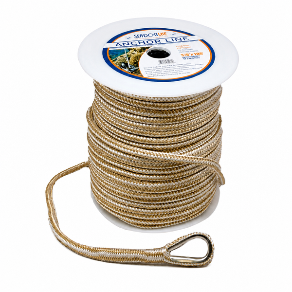 Sea-Dog 302110060G/W-1 Premium Double Braided Nylon Anchor Line 3/8" x 60' Gold/White - Product View
