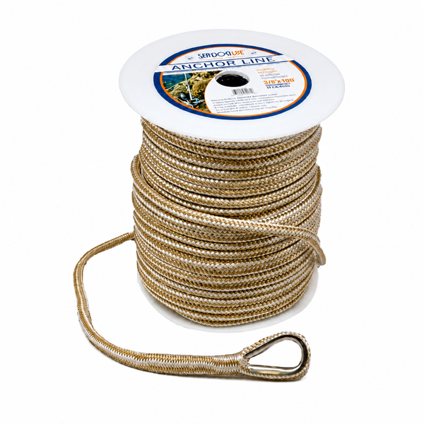Sea-Dog 302110100G/W-1 Premium Double Braided Nylon Anchor Line 3/8" x 100' Gold/White - Product View