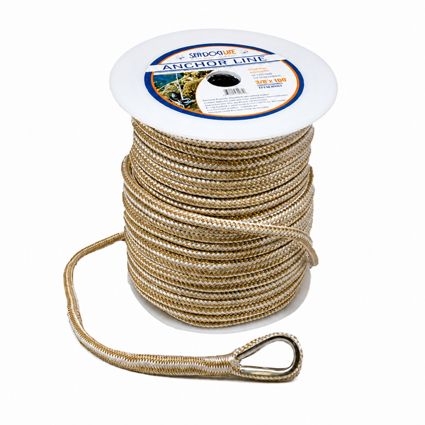 Sea-Dog 302112060G/W-1 Premium Double Braided Nylon Anchor Line 1/2" x 60' Gold/White - Product View