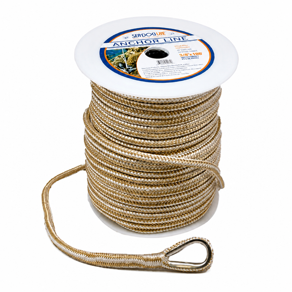 Sea-Dog 302112100G/W-1 Premium Double Braided Nylon Anchor Line 1/2" x 100' Gold/White - Product View