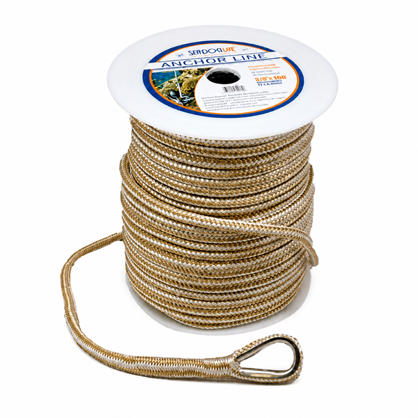 Sea-Dog 302112250G/W-1 Premium Double Braided Nylon Anchor Line 1/2" x 250' Gold/White - Product View