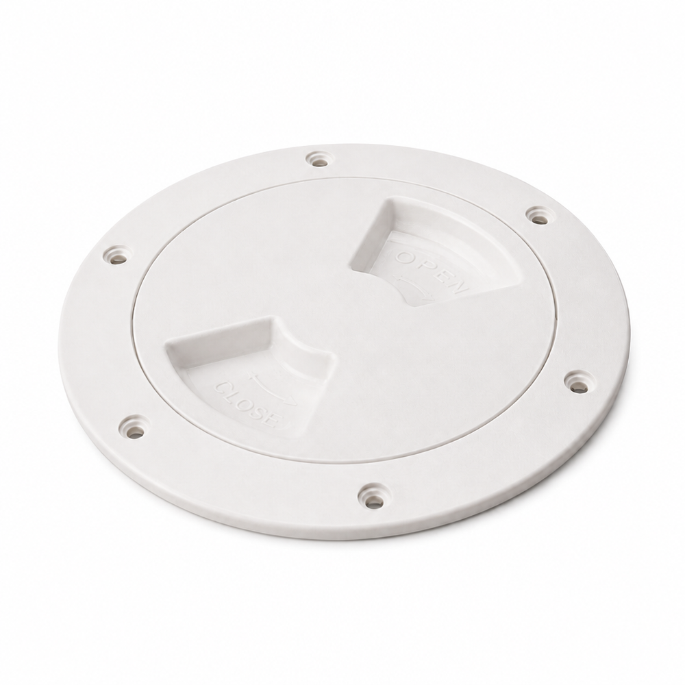 Sea-Dog 336340-1 Quarter-Turn Deck Plate with Internal Collar 4-1/2" Smooth White - Product View