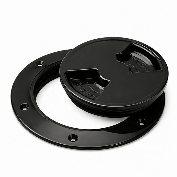 Sea-Dog 336345-1 Quarter-Turn Deck Plate with Internal Collar 4-1/2" Smooth Black - Product View