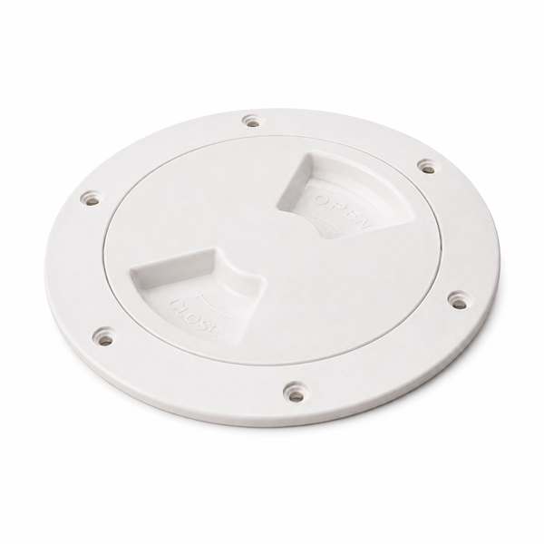 Sea-Dog 336352-1 Quarter-Turn Deck Plate with Internal Collar 5-1/2" Textured White - Product View
