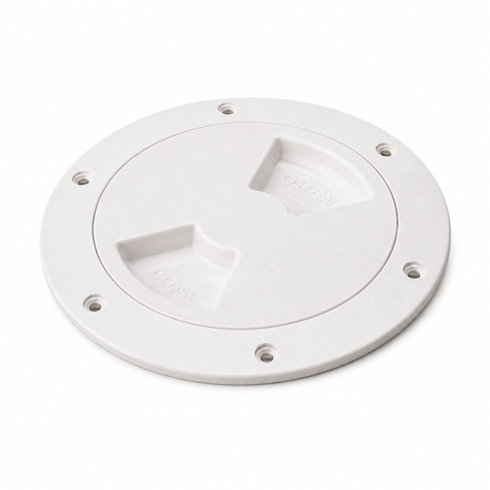 Sea-Dog 336352-1 Quarter-Turn Deck Plate with Internal Collar 5-1/2" Textured White - Product View