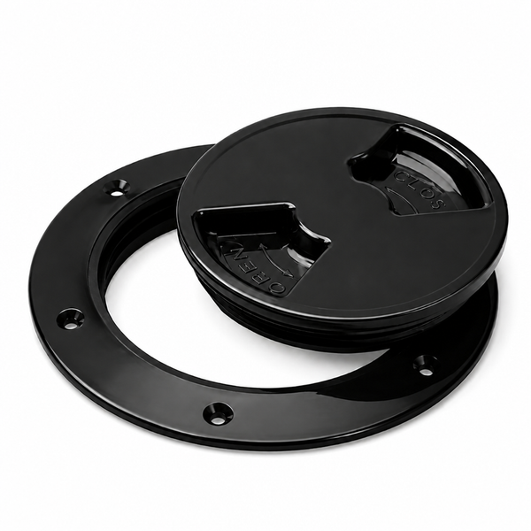 Sea-Dog 336355-1 Quarter-Turn Deck Plate with Internal Collar 5-1/2" Smooth Black - Product View