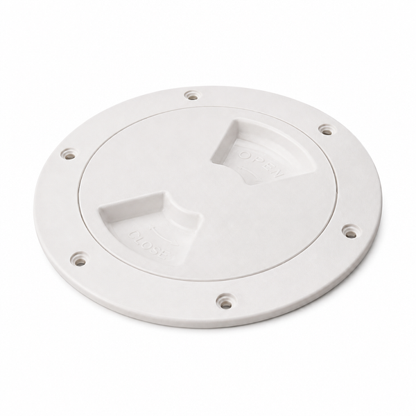 Sea-Dog 336362-1 6-1/2" Textured White Quarter-Turn Marine Deck Plate with Inner Collar - Product View