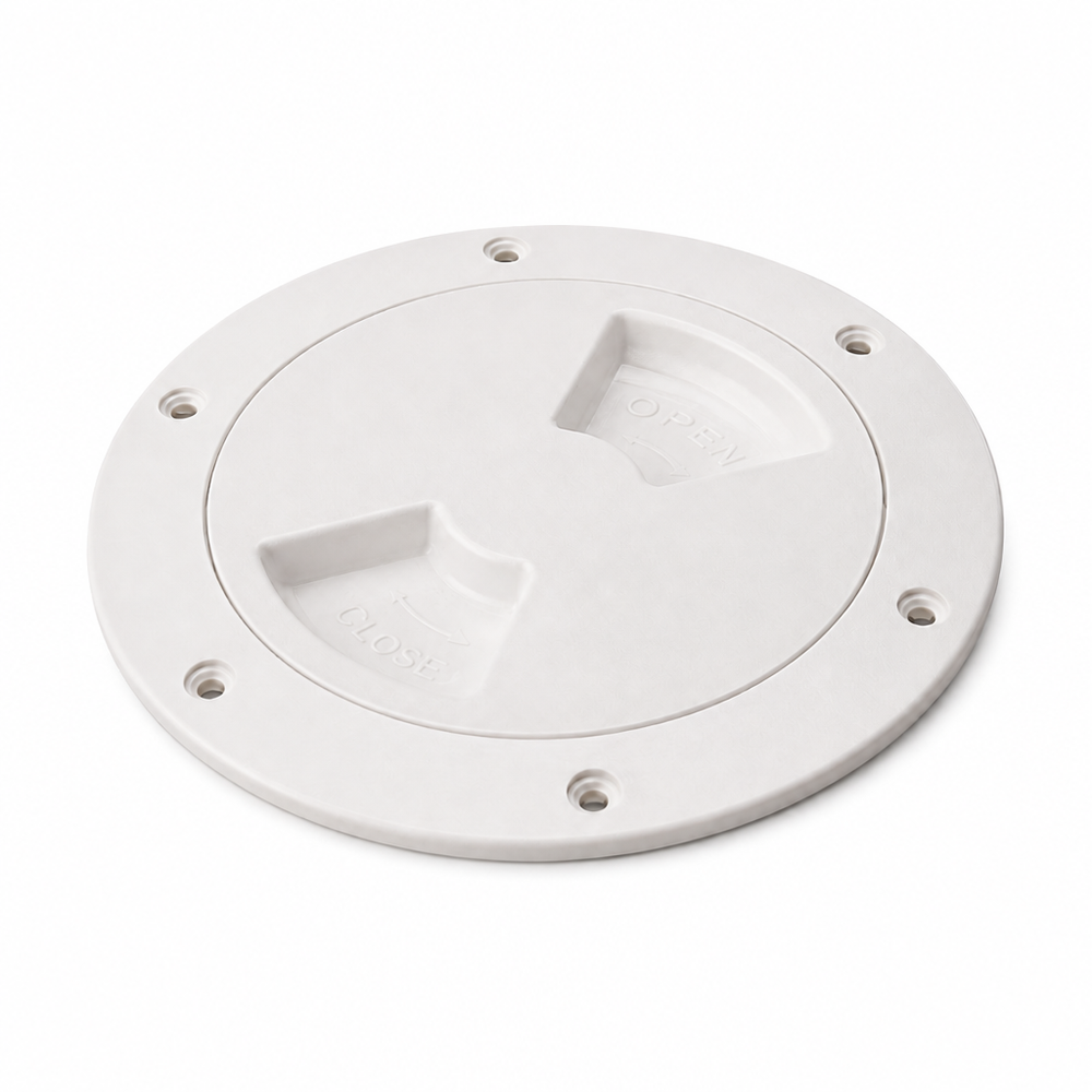 Sea-Dog 336362-1 6-1/2" Textured White Quarter-Turn Marine Deck Plate with Inner Collar - Product View