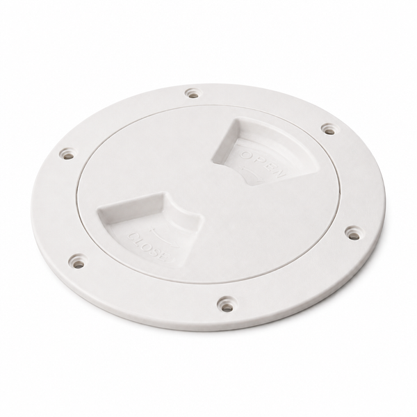 Sea-Dog 336380-1 Quarter-Turn Deck Plate with Internal Collar 8-5/16" Smooth White - Product View