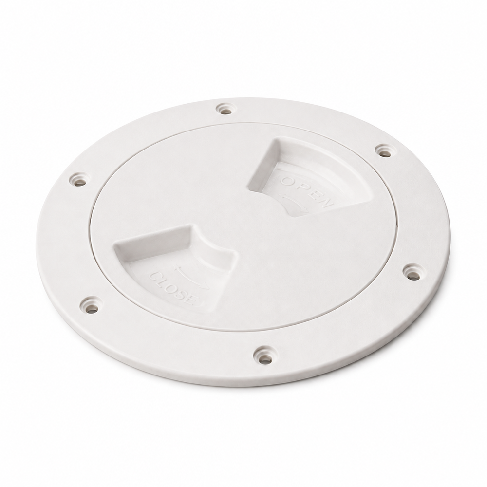 Sea-Dog 336380-1 Quarter-Turn Deck Plate with Internal Collar 8-5/16" Smooth White - Product View