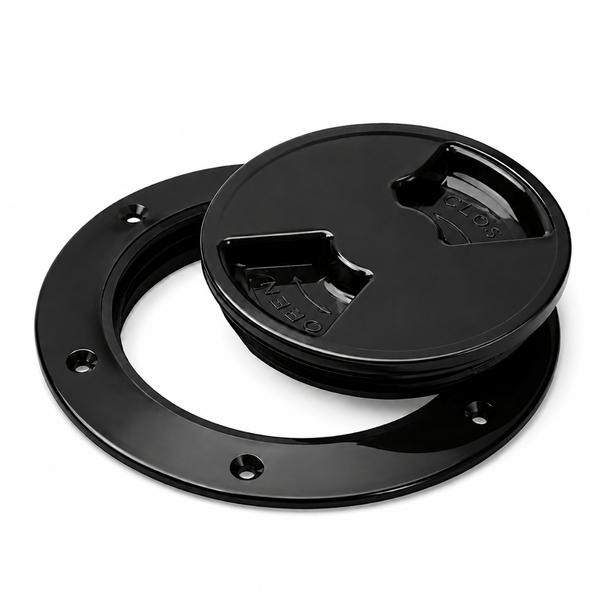 Sea-Dog 336385-1 8-5/16" Smooth Black Marine Quarter-Turn Inspection Hatch with Inner Collar - Product View