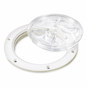 Sea-Dog 337161-1 Screw-Out Deck Plate 6" White with Clear Cover - Product View