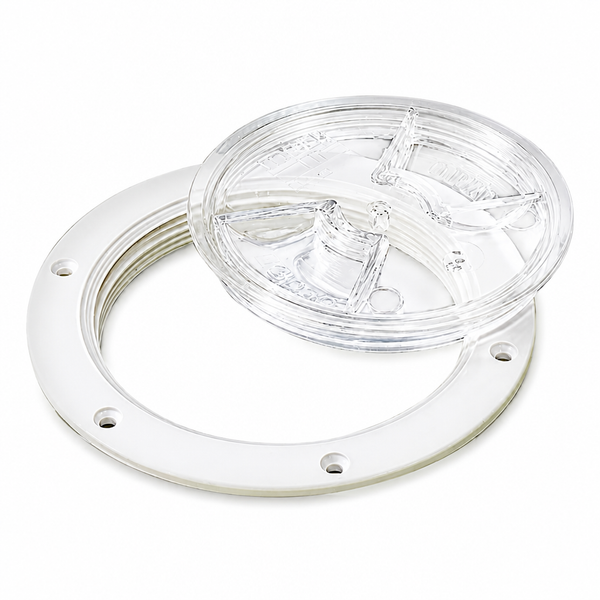 Sea-Dog 337161-1 Screw-Out Deck Plate 6" White with Clear Cover - Product View