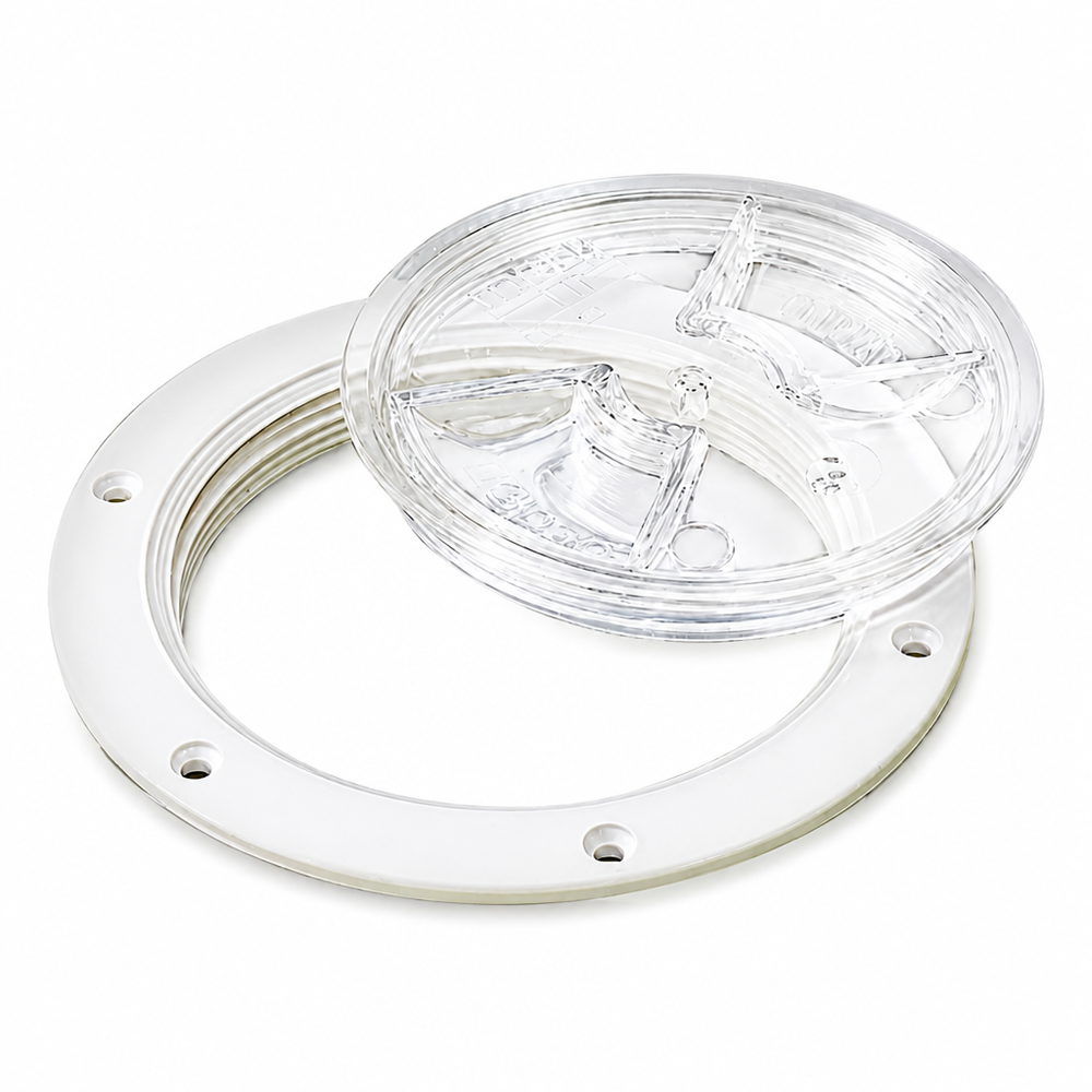 Sea-Dog 337161-1 Screw-Out Deck Plate 6" White with Clear Cover - Product View