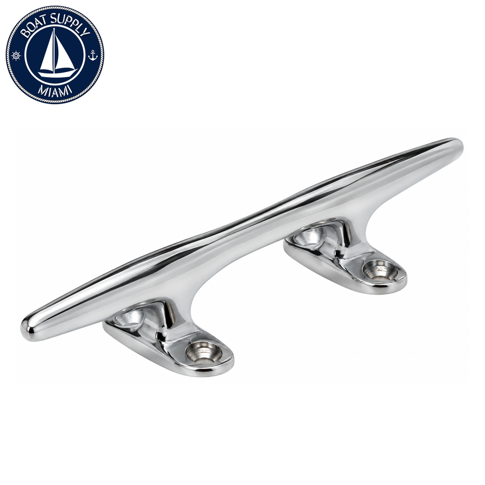 Seachoice 50-30321 Hollow Base Yacht Cleat 8" L x 1-3/4" H Chrome-plated polished cast brass