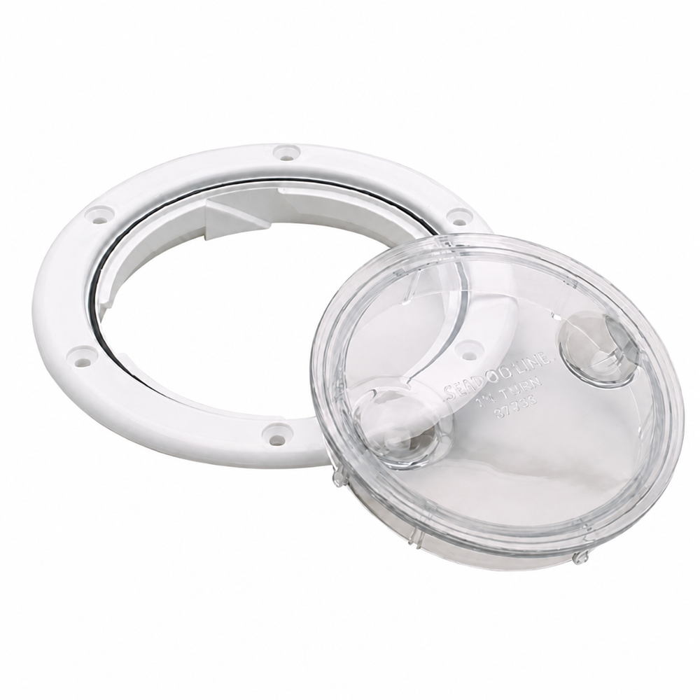 Seachoice 50-39291 Twist N Lock Deck Plate 4-1/2" White Clear Insert - secondary product image
