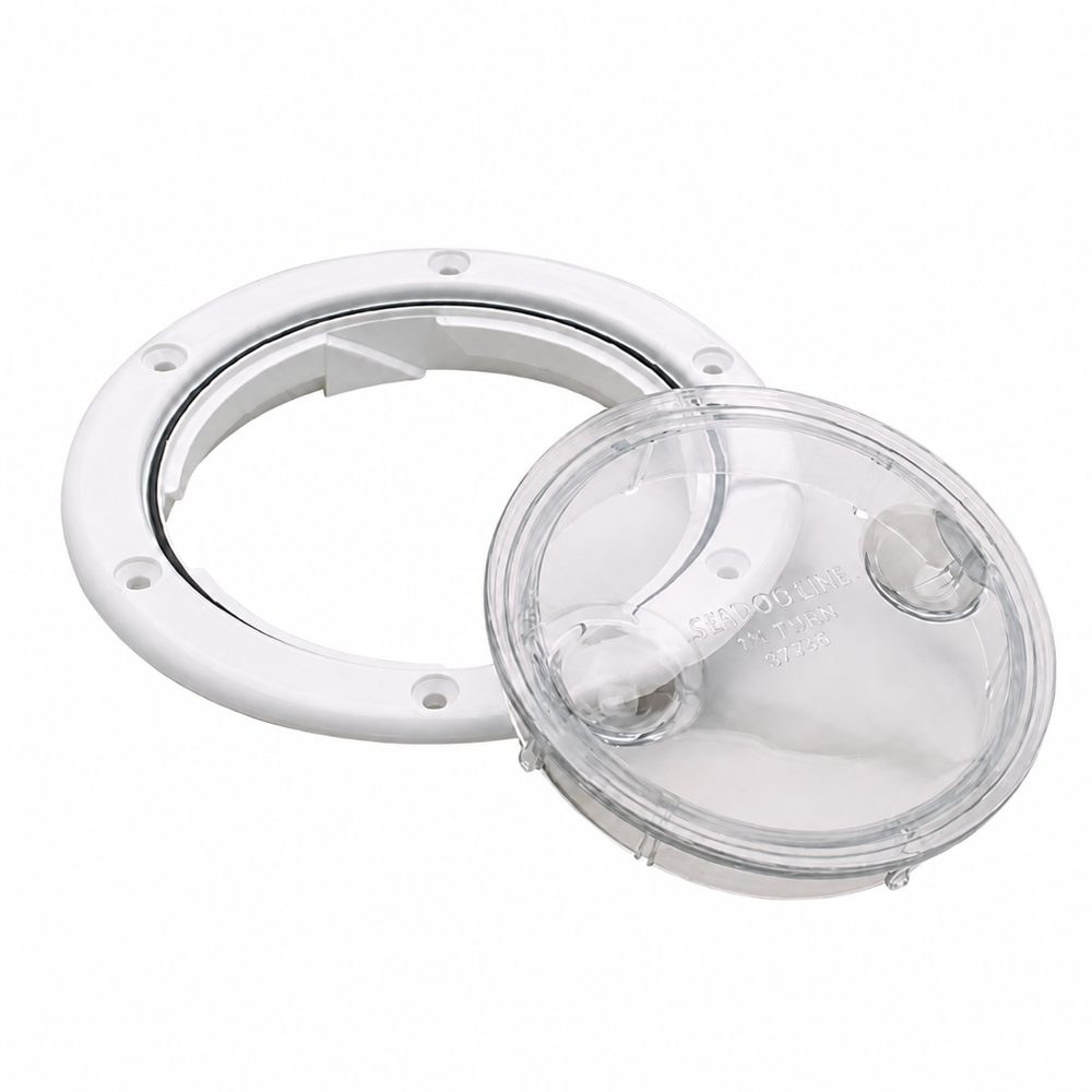 Seachoice 50-39401 Twist N Lock Deck Plate 6-1/2" White Clear Insert - secondary product image
