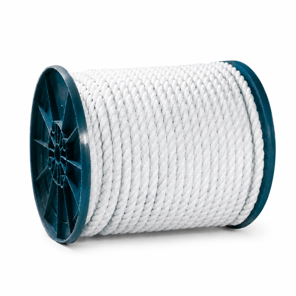 Seachoice 50-40790 3-Strand Twisted Nylon Rope Spool 1/4" x 600' White - Product View