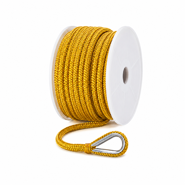 Seachoice 50-42151 Double Braid Nylon Anchor Line 3/8" x 100' Yellow - Product View