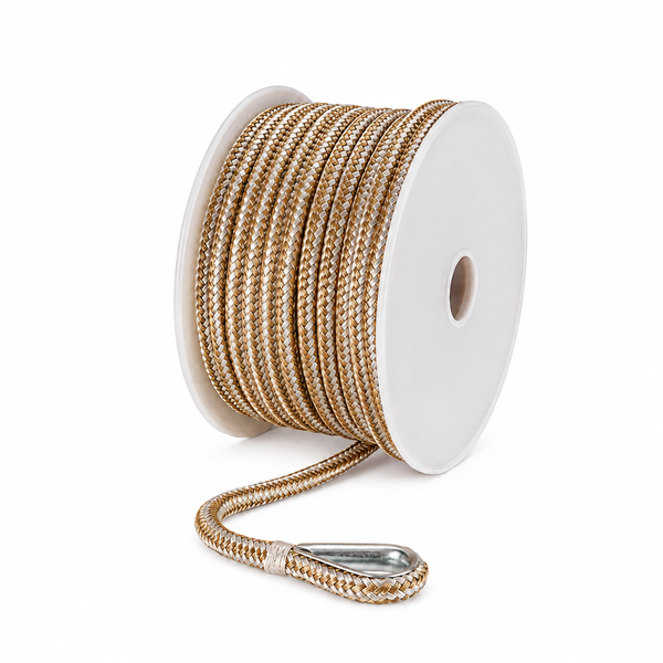 Seachoice 50-42371 Double Braid Nylon Anchor Line 1/2" x 150' Gold/White - Product View
