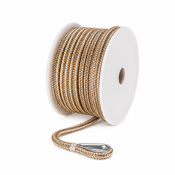 Seachoice 50-42381 Double Braid Nylon Anchor Line 1/2" x 200' Gold/White - Product View