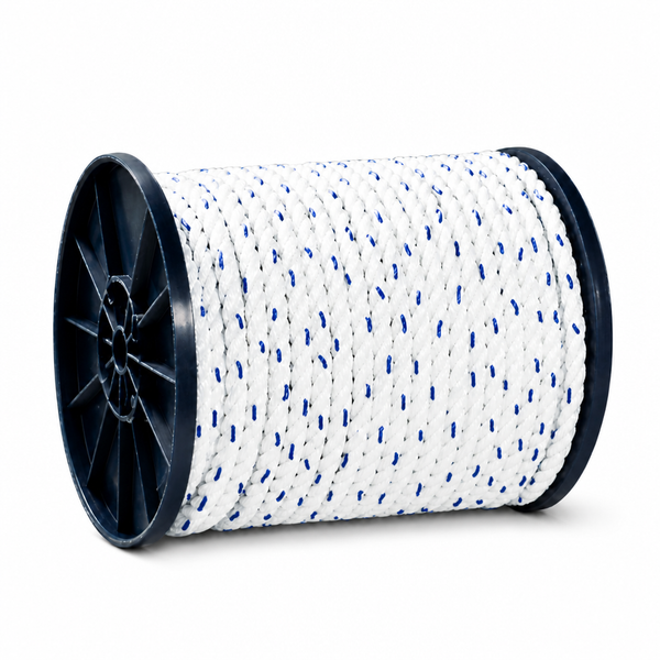 Seachoice 50-47800 3/8" x 600' White Twisted Nylon Premium Anchor Line with Blue Tracer - Product View