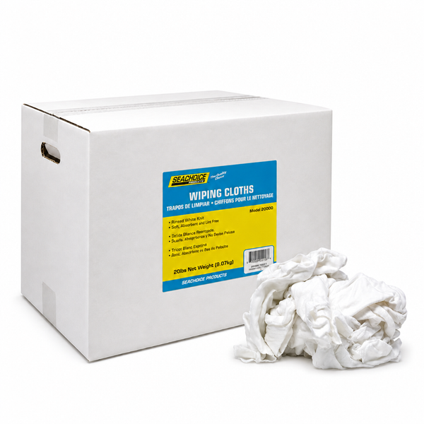 Seachoice 50-90008 Recycled White Knits Wiping Cloths 20 lb Box 20 lb box - Product View
