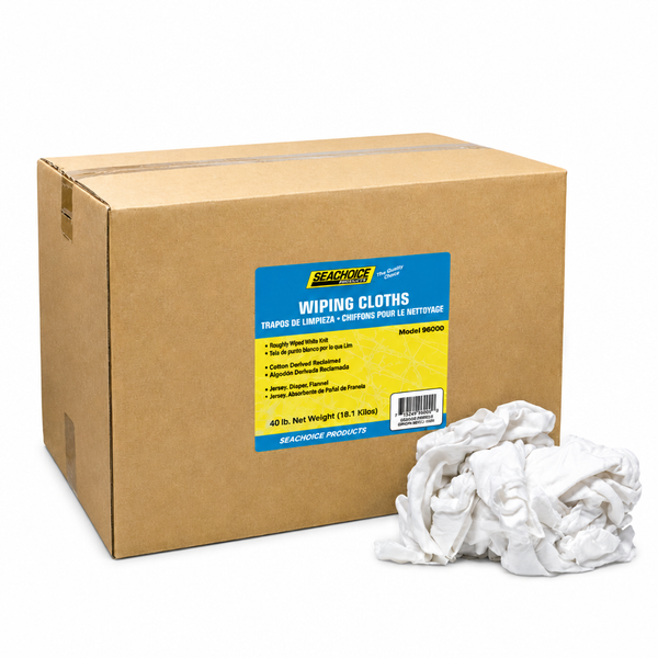 Seachoice 50-90030 Recycled White Knits Wiping Cloths 40 lb Box 40 lb box - Product View